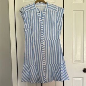 Blue and White Striped Cap Sleeve Dress